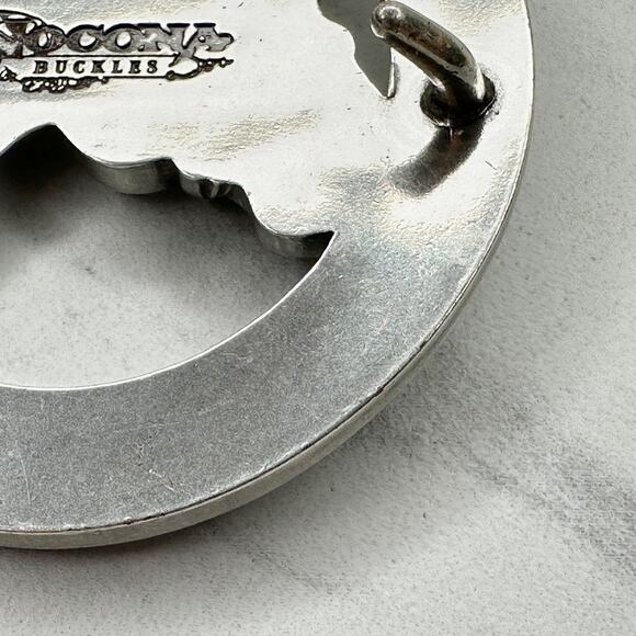 Nocona Rhinestone Horse Horseshoe Western Belt Buckle Silver Tone ✨ - Picture 15 of 16